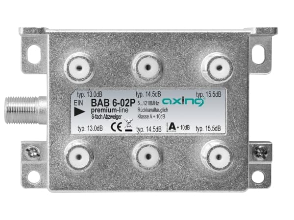 Axing BAB 6-02P, Kabelspillter, 5 - 1218 MHz, Grå, A, 15,5 dB, F