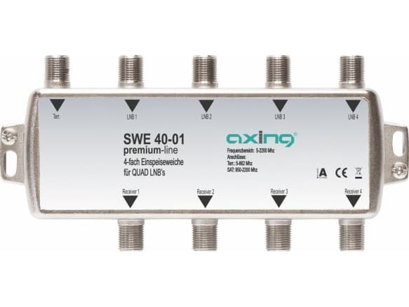 Axing SWE 40-01, Kombiner-kabel, 950 - 2200 MHz, Grå, 1,5 dB, 1 stykker, Quad-LNB