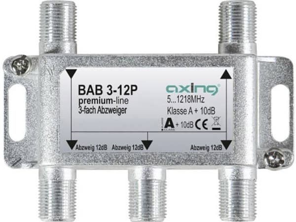 Axing BAB 3-12P, Kabelkniv, 5 - 1218 MHz, Grå, A, 12 dB, F