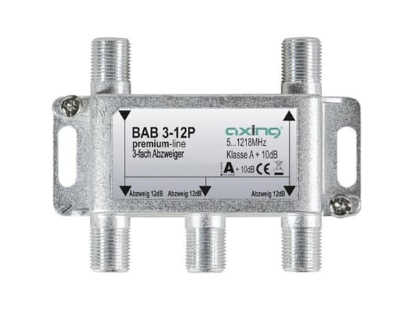 Axing BAB 3-12P, Kabelkniv, 5 - 1218 MHz, Grå, A, 12 dB, F
