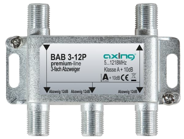Axing BAB 3-12P, Kabelkniv, 5 - 1218 MHz, Grå, A, 12 dB, F
