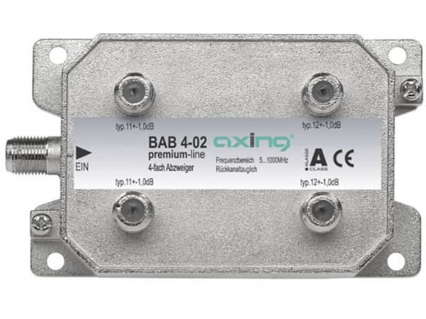 Axing BAB 4-02, Kabelspillter, 5 - 1006 MHz, Grå, Hankjønn, A, 4 stykker
