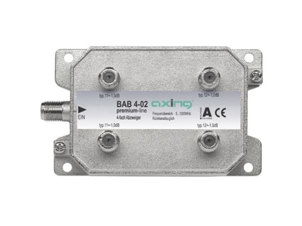Axing BAB 4-02, Kabelspillter, 5 - 1006 MHz, Grå, Hankjønn, A, 4 stykker