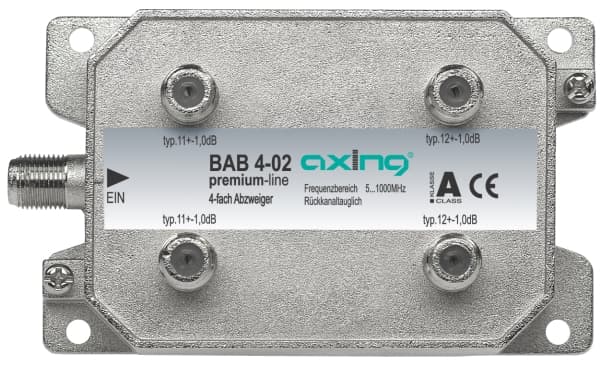 Axing BAB 4-02, Kabelspillter, 5 - 1006 MHz, Grå, Hankjønn, A, 4 stykker