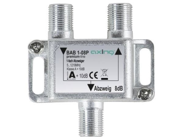 Axing BAB 1-08P, Kabelspillter, 5 - 1218 MHz, Grå, A, 8 dB, 1 stykker