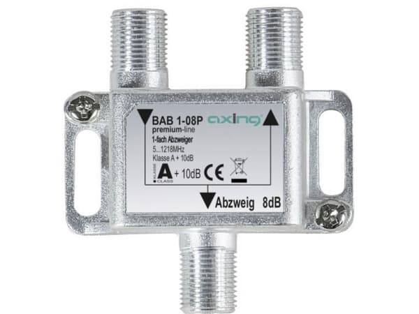 Axing BAB 1-08P, Kabelspillter, 5 - 1218 MHz, Grå, A, 8 dB, 1 stykker