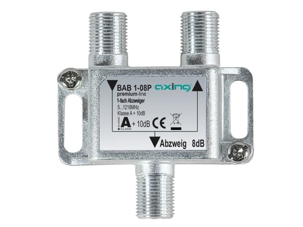 Axing BAB 1-08P, Kabelspillter, 5 - 1218 MHz, Grå, A, 8 dB, 1 stykker