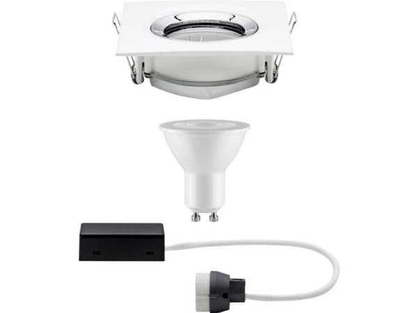 Paulmann 929.04, Innsunket spotlight, GU10, LED, 7 W, 2700 K, Kromfarget, Hvit