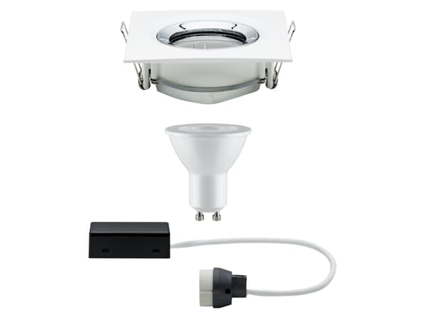 Paulmann 929.04, Innsunket spotlight, GU10, LED, 7 W, 2700 K, Kromfarget, Hvit