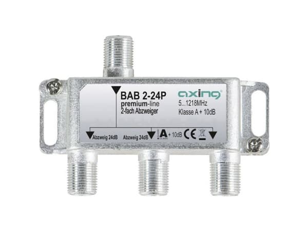 Axing BAB 2-24P, Kabelspillter, 5 - 1218 MHz, Grå, A, 24 dB, F
