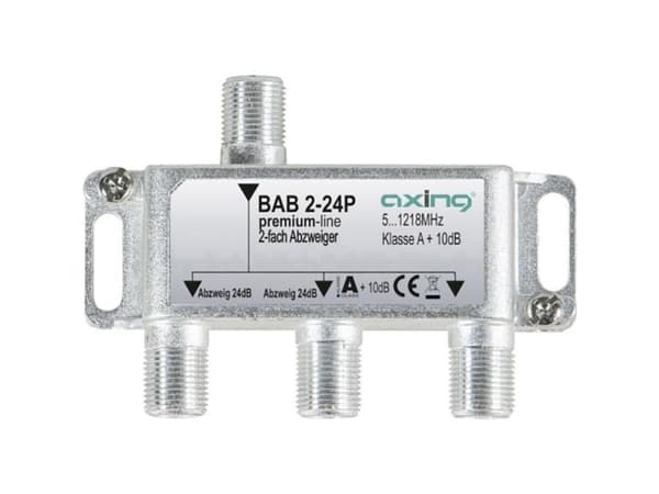 Axing BAB 2-24P, Kabelspillter, 5 - 1218 MHz, Grå, A, 24 dB, F