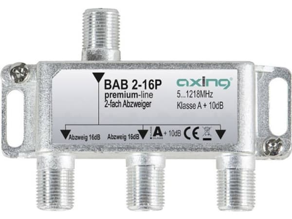 Axing BAB 2-16P, Kabelspillter, 5 - 1218 MHz, Grå, A, 16 dB, F