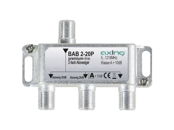 Axing BAB 2-20P, Kabelkniv, 5 - 1218 MHz, Grå, A, 20 dB, F