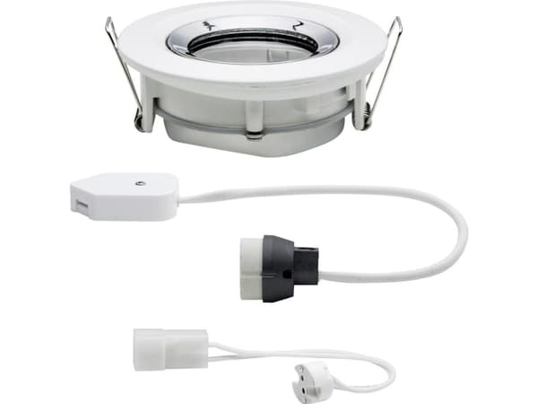 Paulmann 936.63, Innsunket spotlight, GU5.3, 1 ampuller, 35 W, 230 V, Kromfarget, Hvit