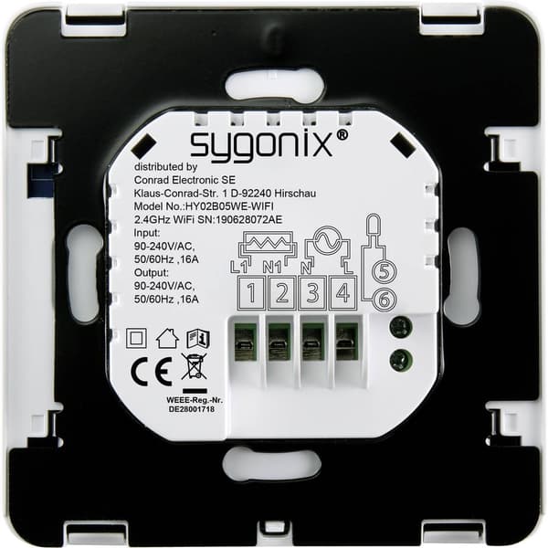 Sygonix SY-4500820 Trådlös rumstermostat Infälld Veckoprogram 1 st