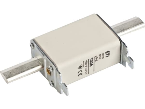 Sulake NH1 100A gG, 500V AC, katkaisukyky 120kA, standardi IEC 60269-1, IEC 60269-2. Tilanilmaisimella varustettu