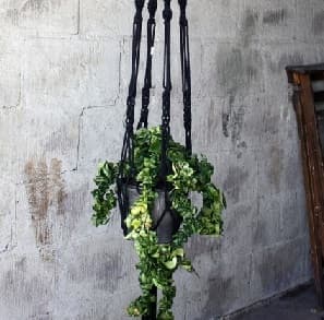 Makramé Svart, ampel 210cm
