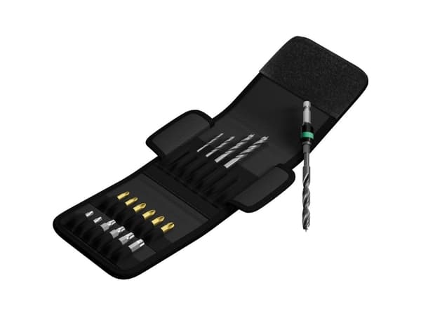 Wera 849/855/867/18, Multi-verktøy, Drill bit set, Høyrehåndsrotasjon, Metall, Sylindrisk Skaft, Sort, Gull, Rustfritt stål