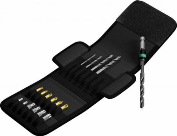 Wera 849/855/867/18, Multi-verktøy, Drill bit set, Høyrehåndsrotasjon, Metall, Sylindrisk Skaft, Sort, Gull, Rustfritt stål