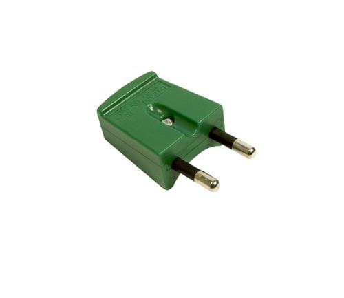 Slagtålig plugg platt, utan jord, 16A 250V IP20, Polykarbonat - färg grön