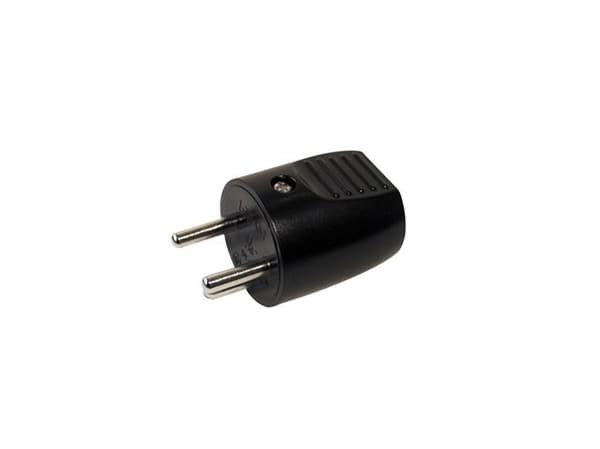 Vahvistettu pistoke pyöreä, maadoitettu, 13A 250V IP20, polykarbonaatti - väri musta