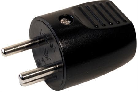 Vahvistettu pistoke pyöreä, maadoitettu, 13A 250V IP20, polykarbonaatti - väri musta