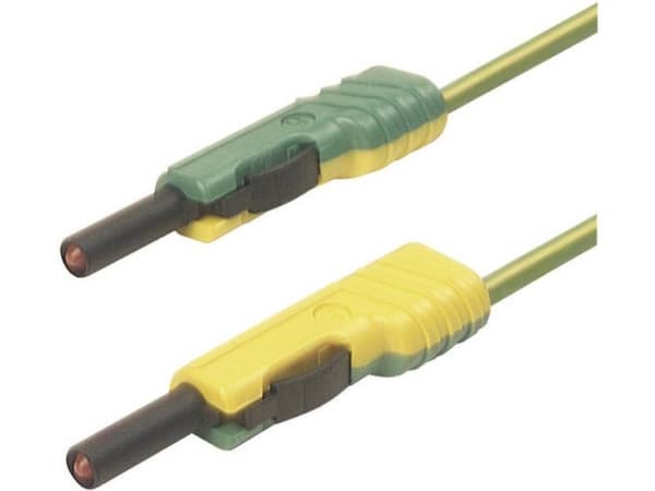 SKS Hirschmann MLB 100/1 V ge/gn Testledning [Lamellanslutning 4 mm - Lamellanslutning 4 mm] 1,00 m Gul, Grön 1 st