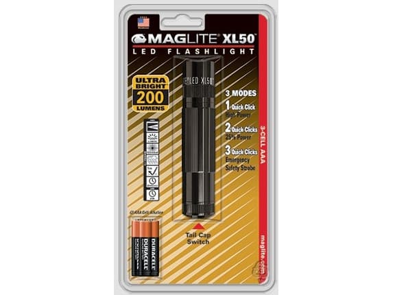 Maglite XL50-S3016, Taskulamppu otsanauhalla, Musta, Painikkeet, 1 m, IPX4, LED
