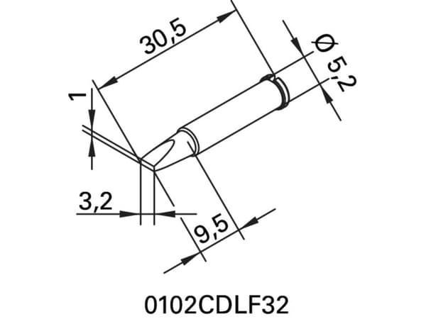 Ersa 0102CDLF32 Juotoskärki Taltan muotoinen, suora Kärkikoko 3,20 mm Sisältö, määrä kpl/myyntiyksikkö 1 kpl 1 kpl