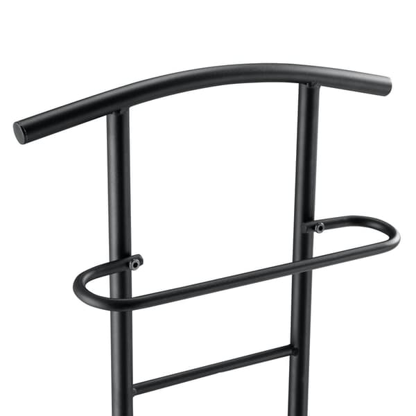 [en.casa]® Klädbetjänt Anaheim-107x44,5x45cm-pulverlackerad metall-MDF- Sitshöjd: 44 cm-svart-valnötfärgad