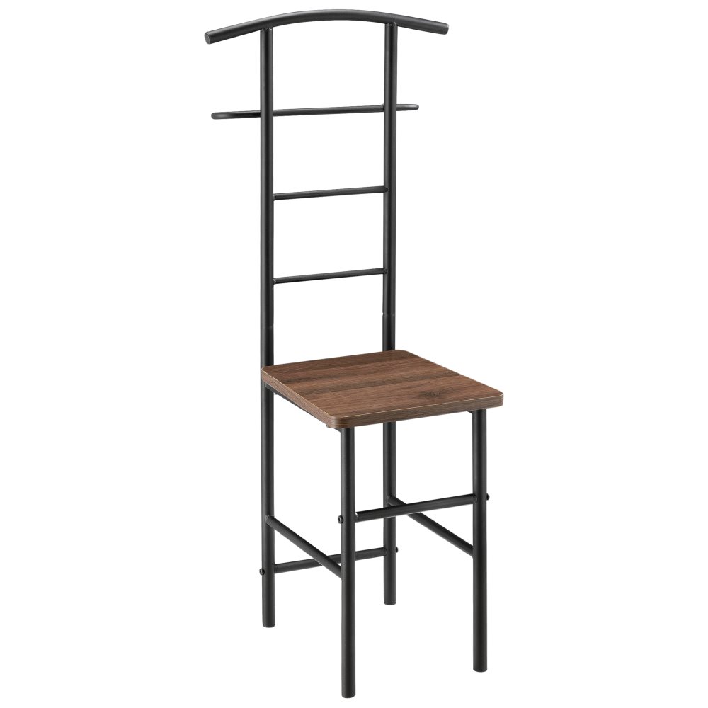 [en-casa]Klädbetjänt Anaheim-107x44,5x45cm-pulverlackerad metall-MDF-Sitshöjd-44 cm-svart-valnötfärgad