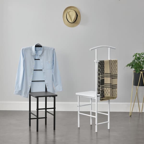 [en.casa]® Klädbetjänt Anaheim-107x45x45cm-pulverlackerad metall-MDF- Sitshöjd: 45 cm-svart-mörkgrå