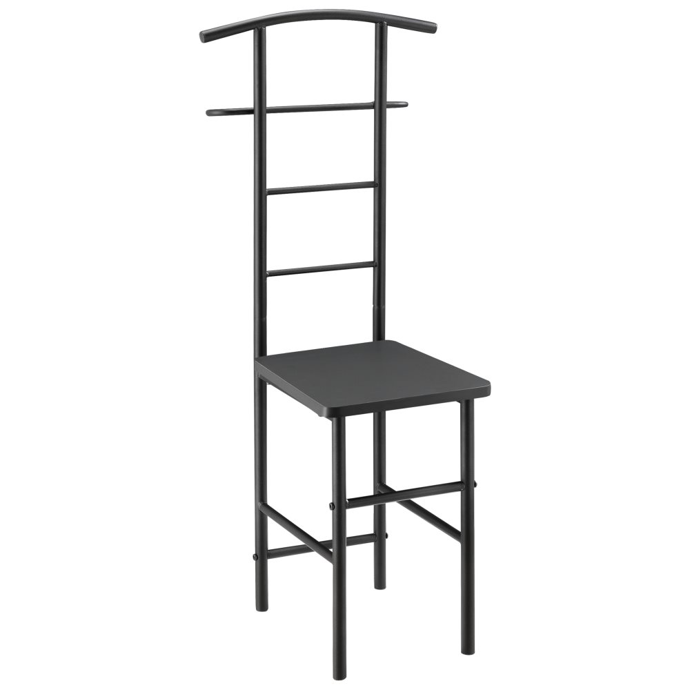 [en-casa]Klädbetjänt Anaheim-107x45x45cm-pulverlackerad metall-MDF-Sitshöjd-45 cm-svart-mörkgrå