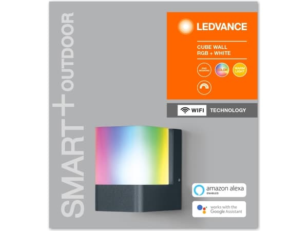 LEDVANCE SMART+ - Vegglampe - LED - 10 W - RGBW / varmt hvitt lys - 3000 K - mørk grå