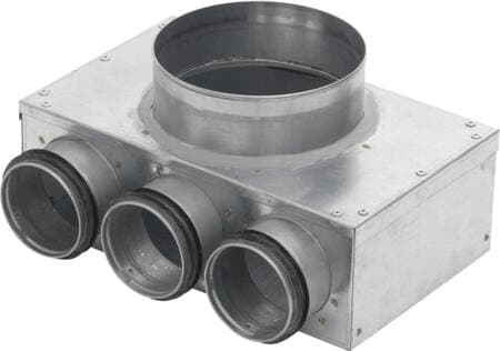 LINDAB InDomo vægboks PVWU 100 til kontrolventil ø100 mm med 1 afgang ø76 mm med Safe tætning for tilslutning til slange LFPE76/LFPEB76.