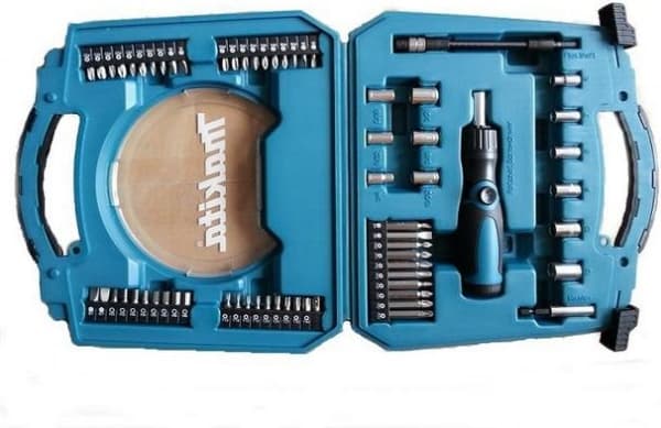 sett med 65 bits og stikkontakter med skralleskrutrekker, Makita [D-42020]