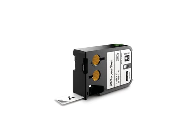 DYMO® XTL tape, vinyl, 19 mm, sort på hvid