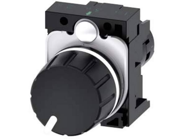 Potentiometer, Kompakt, 22 mm, rund, plastik, sort, 10K ohms, med holder, skrueklemme