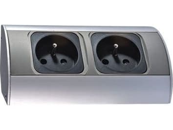 Orno Double furniture socket with/without 16A IP20 aluminum/plastic OR-AE-1303