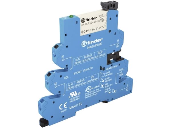 Finder 39.61.0.012.0060 Koblingsrelæ 12 V/DC, 12 V/AC 6 A 1 x skiftekontakt Tray 10 stk