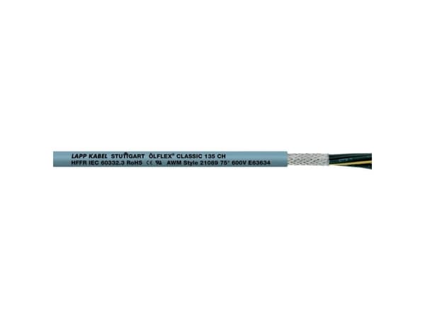 Lapp ÖLFLEX CLASSIC 135 CH, 100 m, harmaa, 72 kg/km, 106 kg/km, 4000 V, 0,75 mm²