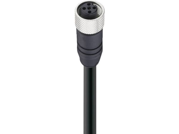 Belden 10974, 5 m, M12, kvinnlig kontakt, svart, polyuretan (PUR), -40 - 80 °C