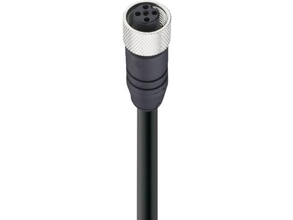 Belden 10974, 5 m, M12, kvinnlig kontakt, svart, polyuretan (PUR), -40 - 80 °C