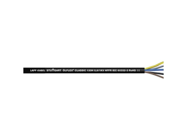Lapp ÖLFLEX CLASSIC 130 H BK 0.6/1 kV, Kabel för medelhög spänning, Svart, Koppar, 1 mm ², 115,2 kg/km, -25 - 70 ° C