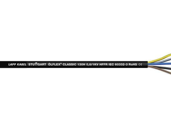 Lapp ÖLFLEX CLASSIC 130 H BK 0.6/1 kV, Kabel för medelhög spänning, Svart, Koppar, 1 mm ², 115,2 kg/km, -25 - 70 ° C
