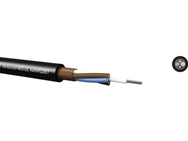 Sensocord®-M/D-UL 8xAWG28/7,black, Miniature-Sensor cable, shielded 24208D800 Kabeltronik