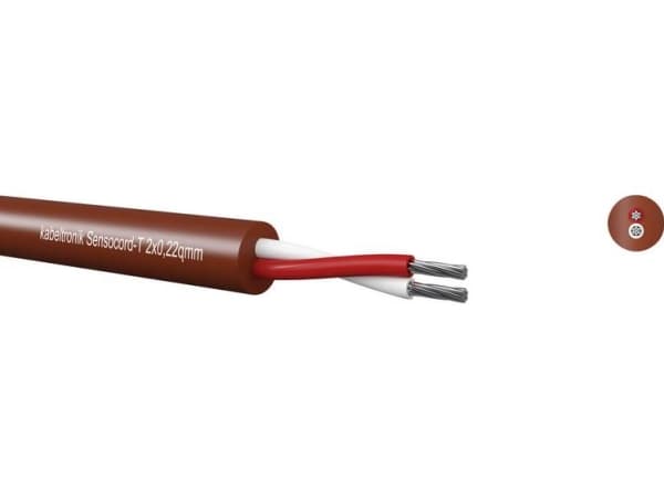 Sensocord®-T 2x0,22qmm, redbrown, temperature resistant 244022200 Kabeltronik