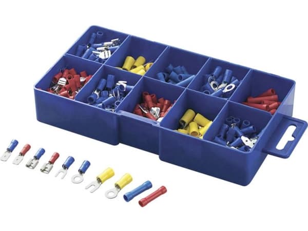 TRU COMPONENTS 732038-450 Klemmeforbindelsesstykker-sortiment 0.50 mm² - 2.50 mm² Blå , Gul, Rød 450 stk