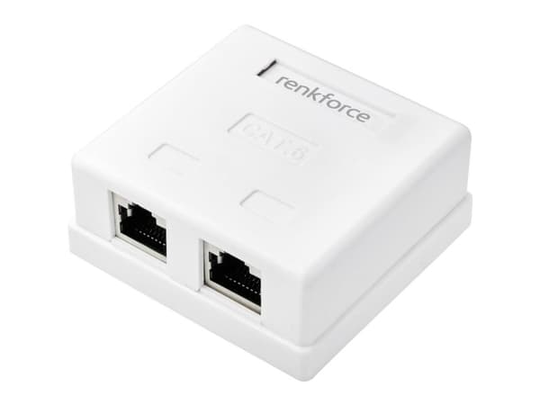 Renkforce nätverksadapter Ytmontering CAT 6 2 portar Vit