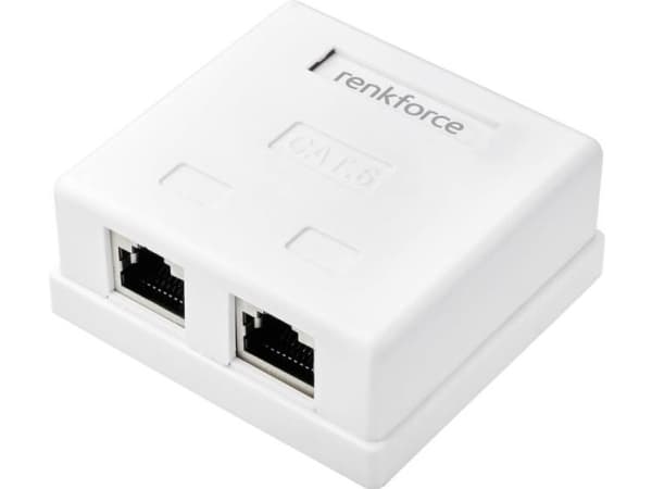 Renkforce Netværksadapter Overflademonteret CAT 6 2 porte Hvid